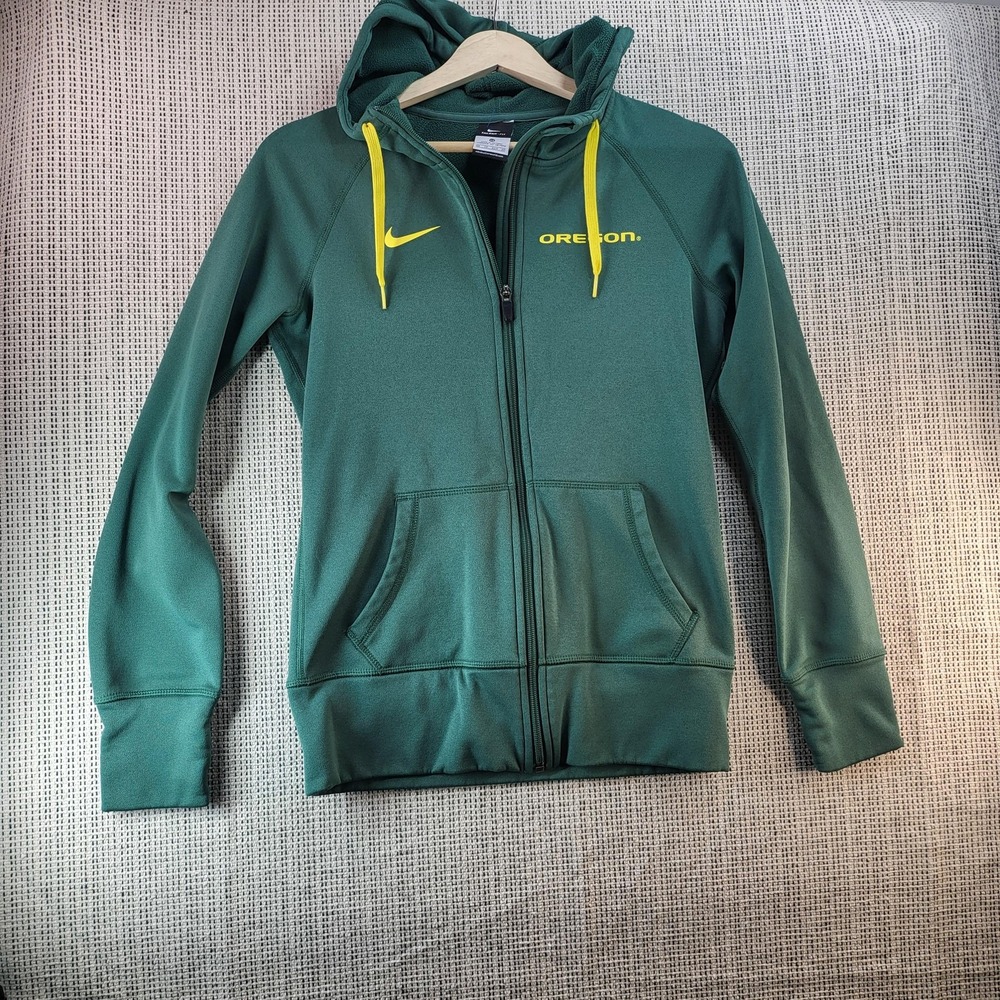 Oregon Ducks Hoodie Full Zip Womens XS Green NCAA Football Nike Therma Fit